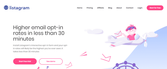 listagram lead capture spin to win