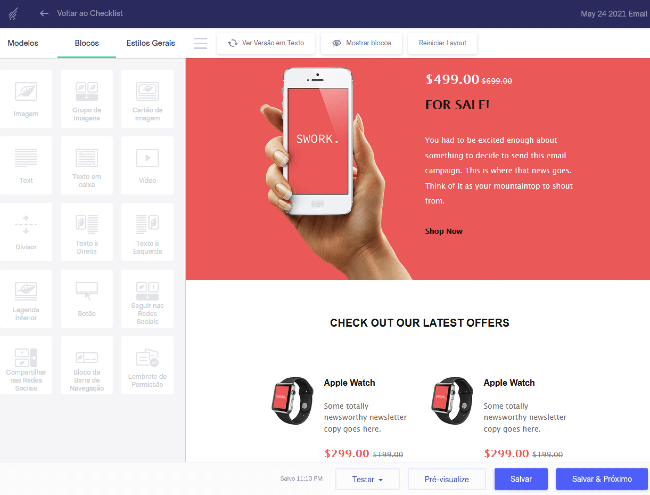 editor de email de arrastar e soltar da benchmark email