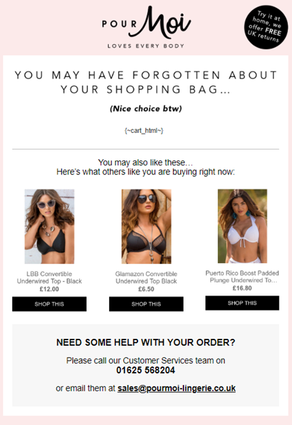 exemplo de email marketing para recuperação de carrinho abandonado