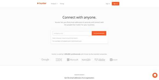 hunter email address find