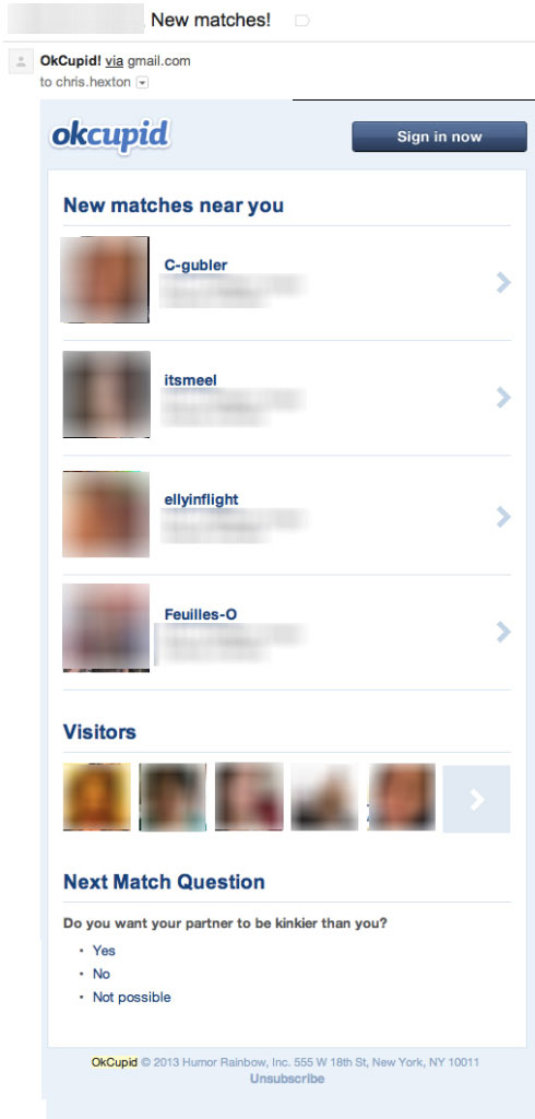 OkCupid Triggered Email Marketing
