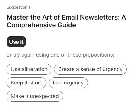AI suggestions for subject lines in Brevo