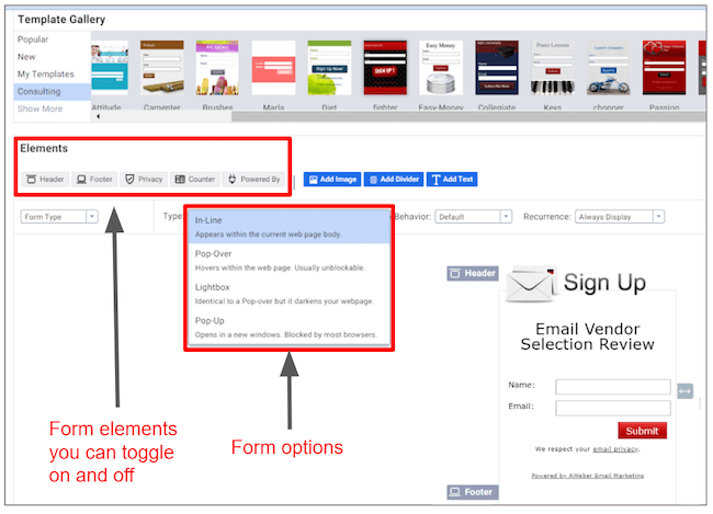 Form customization options in AWeber
