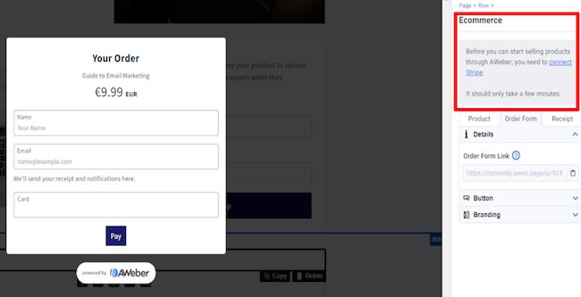 AWeber Landing Page Order Form and Pay Button with Stripe Integration