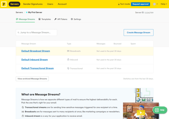 ActiveCampaign postmark message streams