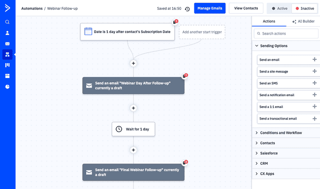 ActiveCampaign sales and marketing automation webinar follow up