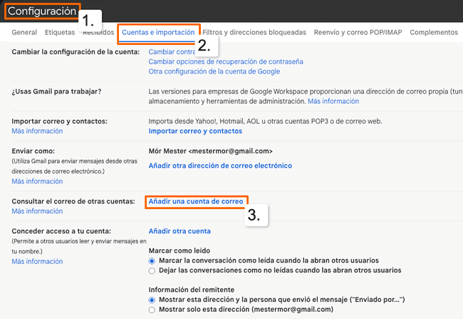 Añadir correo a la cuenta de Gmail