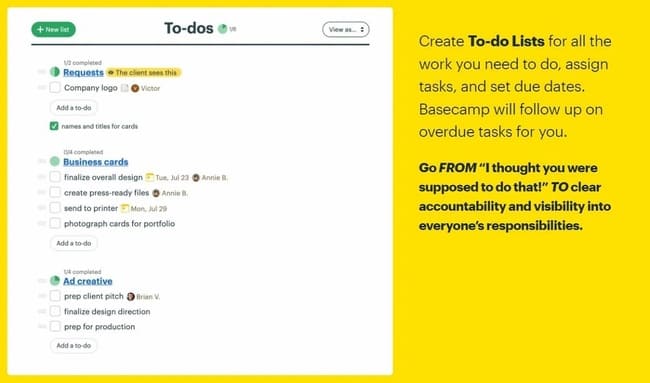 Basecamp To-do tool project management software