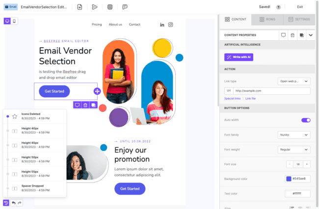 Beefree email editor review drag and drop template edting