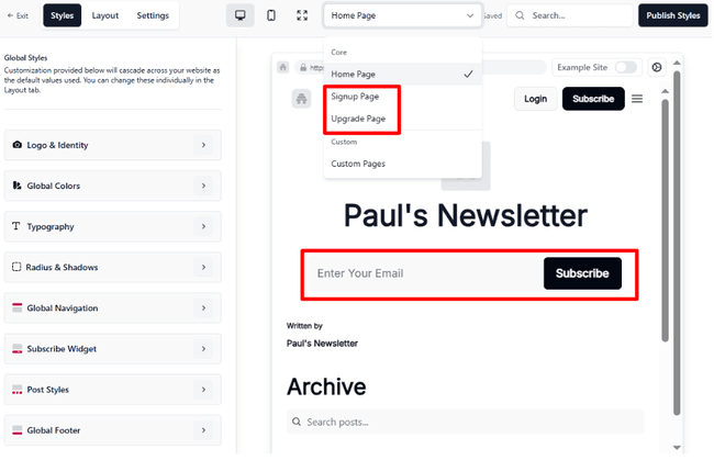 Beehiiv website builder