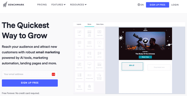 Benchmark email newsletter tool