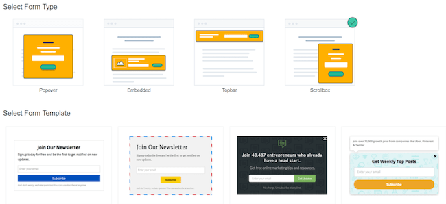 Online form types and templates in BenchmarkONE