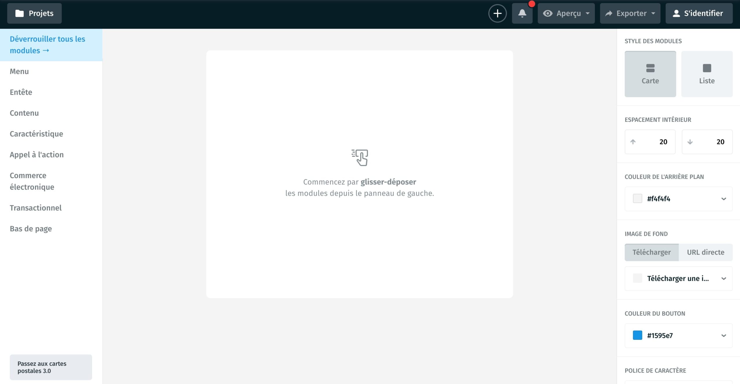 Blocs de cartes postales de l_éditeur d_emails 