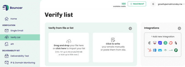 Bouncer review email list validation verification upload