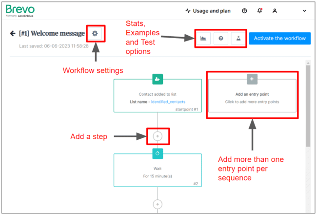 Brevo automation workflow editor
