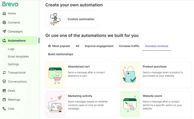 Brevo workflow automation options