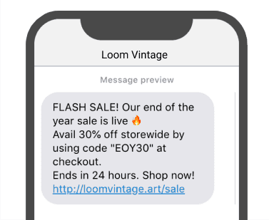 Campañas y ventas flash mensaje sms
