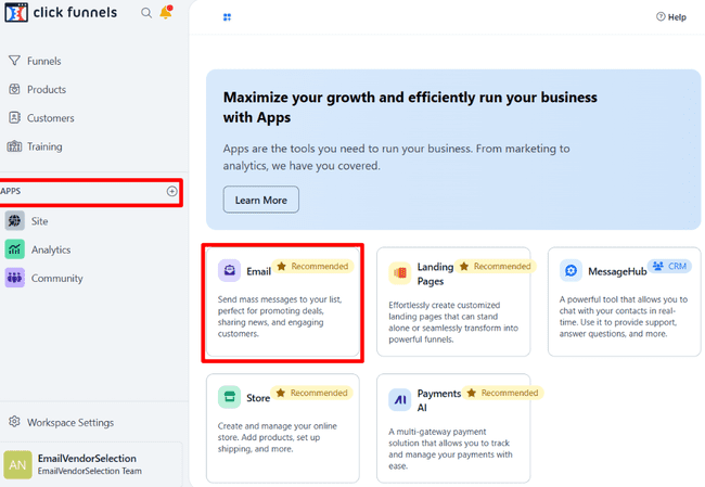 ClickFunnels email marketing app