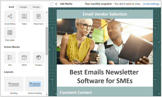 Constant Contact emailnieuwsbrief editor