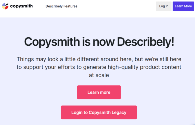 Copysmith Describely AI writing software