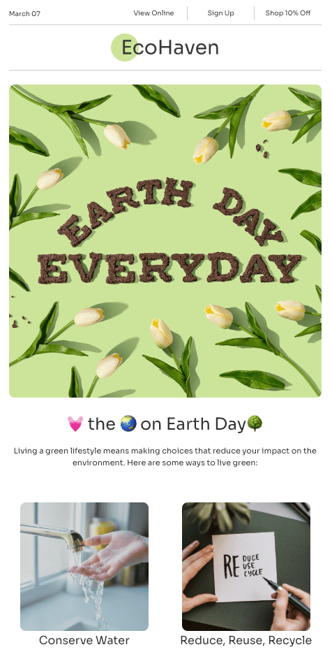 Earth day free email template