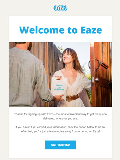Eaze Welcome email example