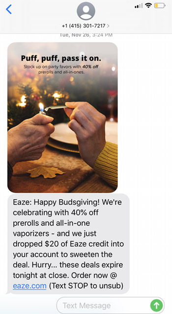 Eaze text2 marketing