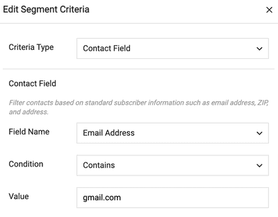 Editing segment criteria in iContact email marketing software review