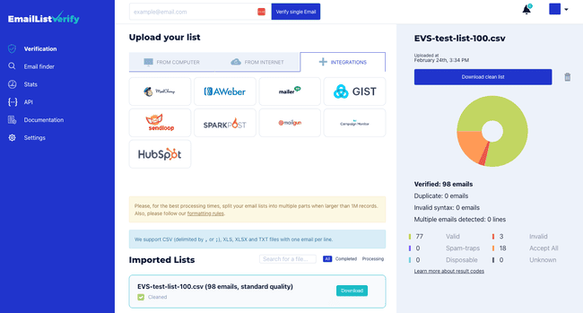 EmailListVerify free email validator