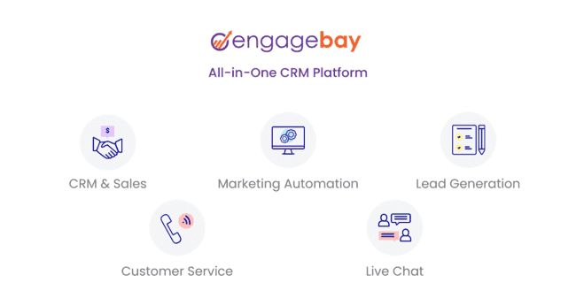 Engagebay review important features crm & sales, marketing automation, service chat, lead generation