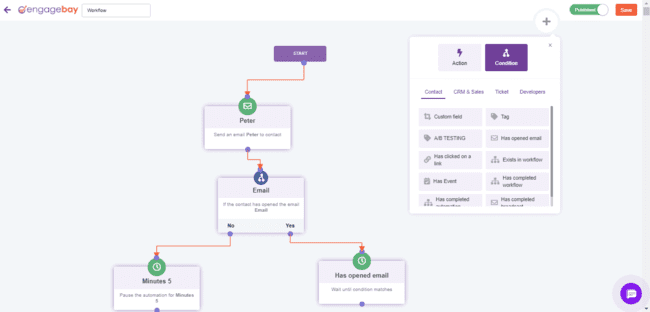 Engagebay marketing crm automation workflow