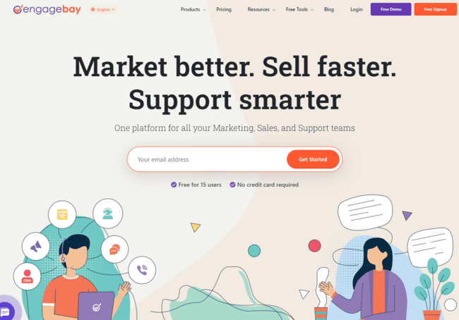 Engagebay customer relationship management home page