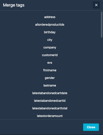 etiquetas de combinación de Mailup para la personalización de emails