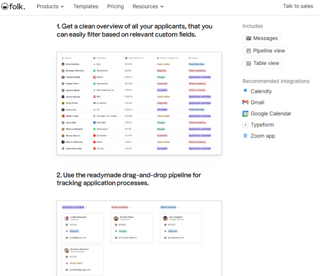 Folk crm pipeline templates
