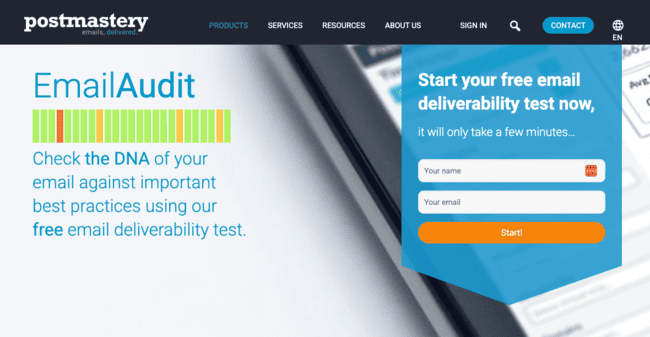 Postmastery EmailAudit deliverability testing