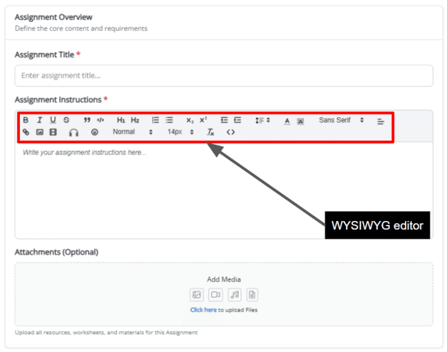FreshLearn Assignment editor