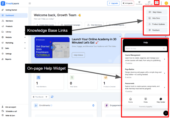 FreshLearn support options