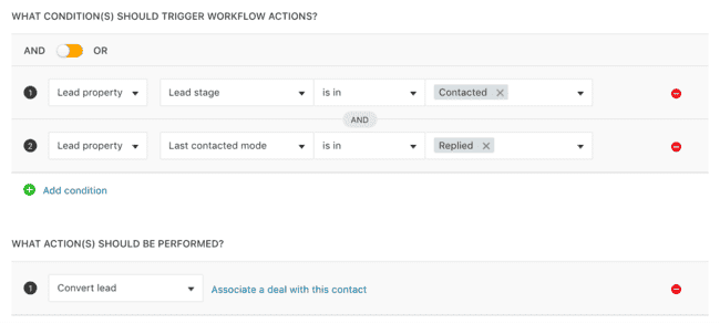 Freshsales visual pipelines trigger condition