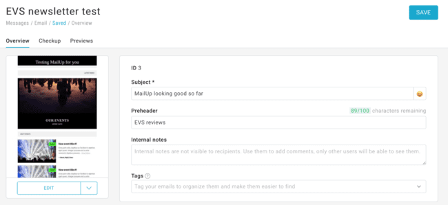 funciones de revisión de emails de Mailup