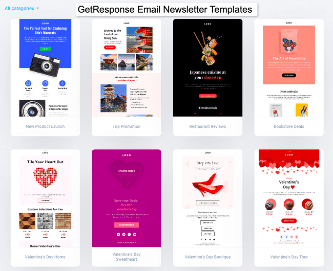 GetResponse templates voor emailnieuwsbrieven