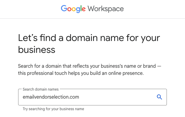 Google Workspace find a custom domain