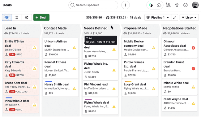 herramienta de automatización de la fuerza de ventas de Pipedrive