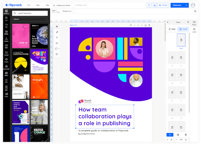 Herramienta de creación de ebooks en línea Flipsnack