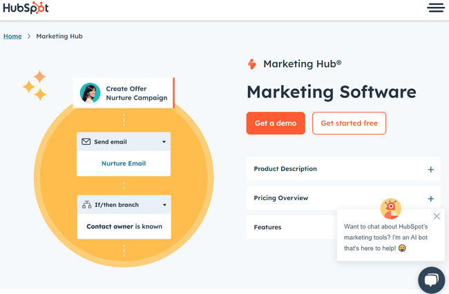 HubSpot Marketing Hub CRM with marketing automation