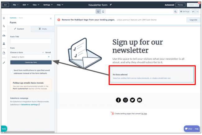 Hubspot CMS web page editor