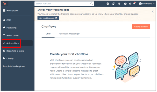 Hubspot CRM chatflows