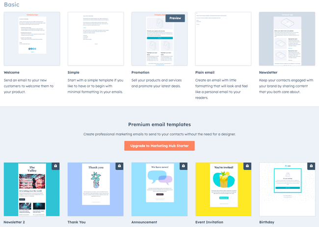 Hubspot email templates library
