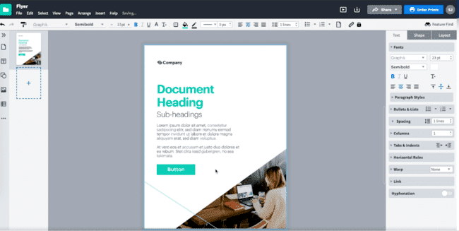 Interfaz de la plataforma de creación de ebooks Lucidpress