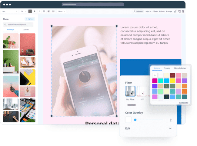 Interfaz del servicio de creación de ebooks de Visme