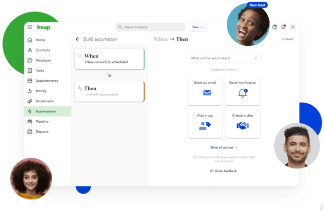 Keap automatización del flujo de trabajo